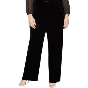 NWT Alex Evenings Elastic Waist Pull On Velvet Pants in Black Sz. 3X